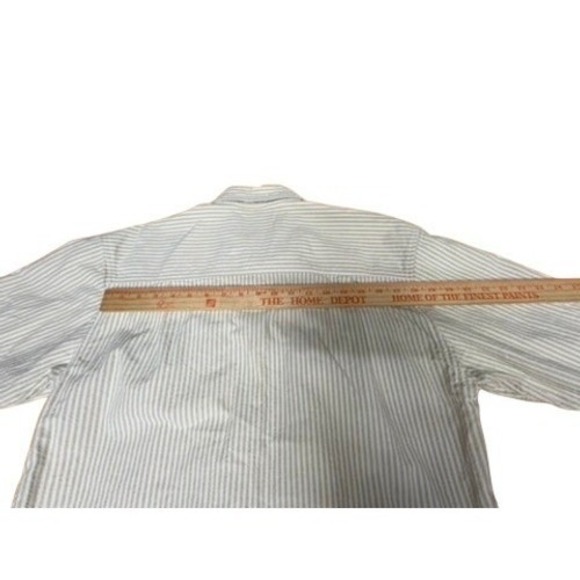 "Casey Coleman" Striped Button Down Shirt Embroid. Dog Tan White NO SIZE TAG L? - Picture 10 of 10
